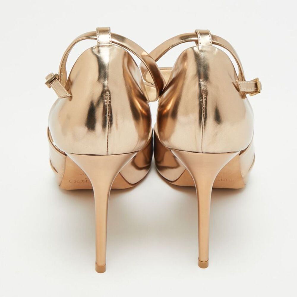 Jimmy Choo Lana Size 38.5 Gold Leather Ankle Strap Sandals - Picture 6 of 7